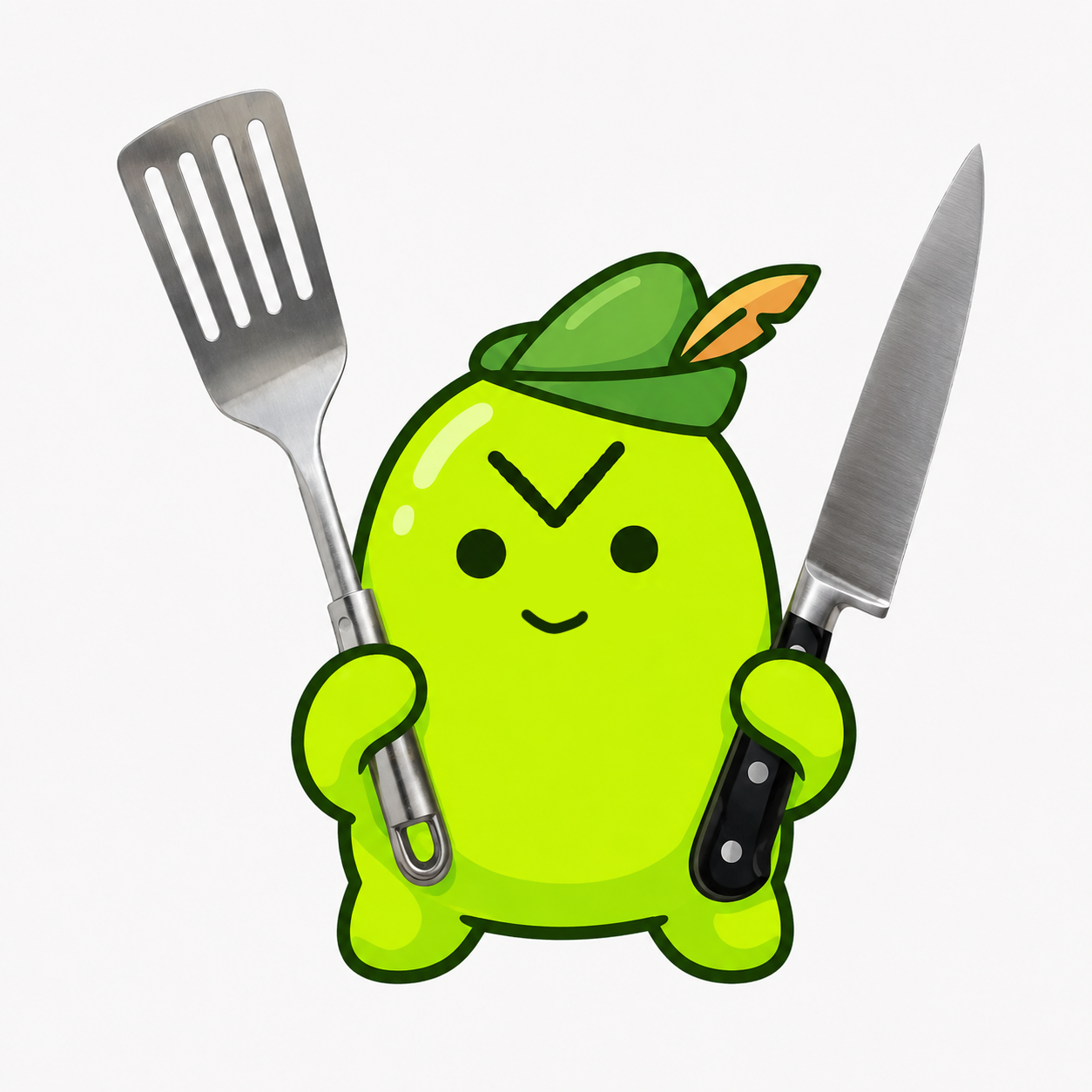 Lunchy with a spatula and knife